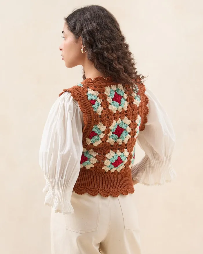 Women Knitwear Loeffler Randall Eddie BrownCream Floral Vest I Tops I Apparel Women Knitwear Loeffler Randall Eddie BrownCream Floral Vest I Tops I Apparel