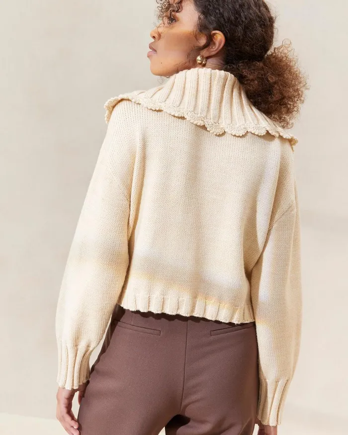 Women Knitwear Loeffler Randall Lo CreamBrown Collared Cardigan L Sweaters and Knits L Apparel Women Knitwear Loeffler Randall Lo CreamBrown Collared Cardigan L Sweaters and Knits L Apparel