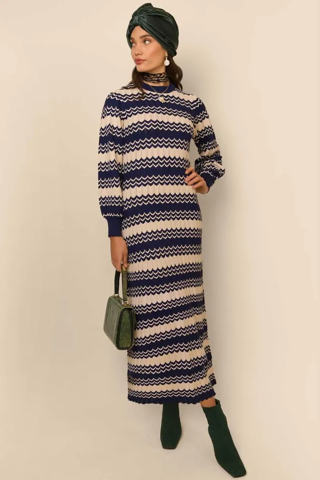 Women Knitwear RIXO Elva Navy Cream Chevron Women Knitwear RIXO Elva Navy Cream Chevron