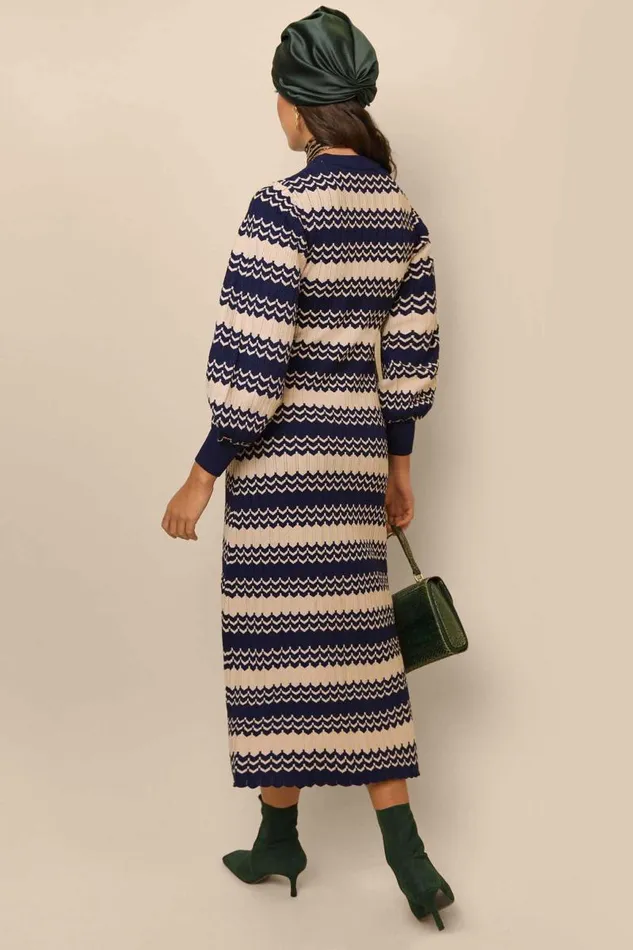 Women Knitwear RIXO Elva Navy Cream Chevron Women Knitwear RIXO Elva Navy Cream Chevron
