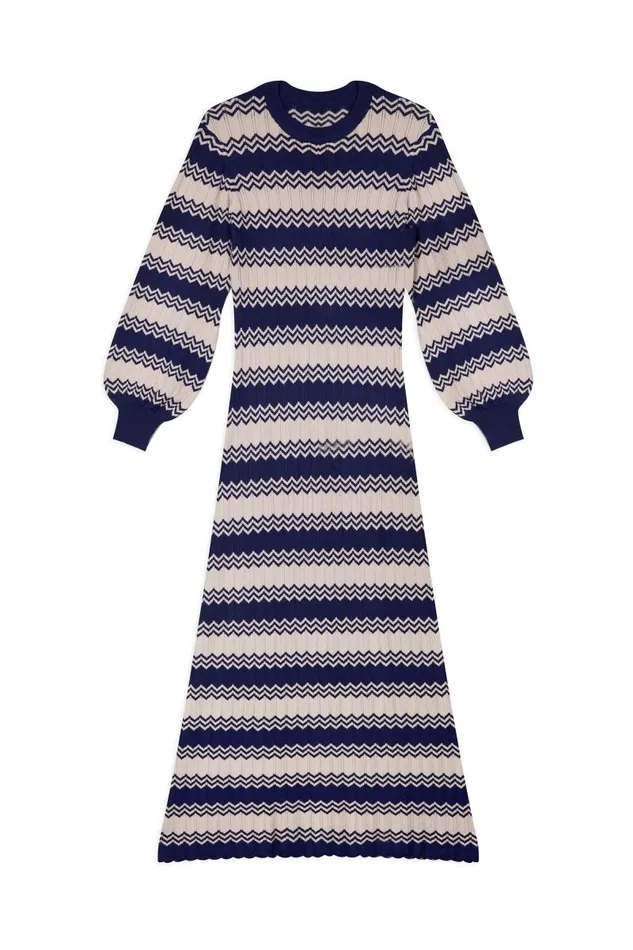 Women Knitwear RIXO Elva Navy Cream Chevron Women Knitwear RIXO Elva Navy Cream Chevron