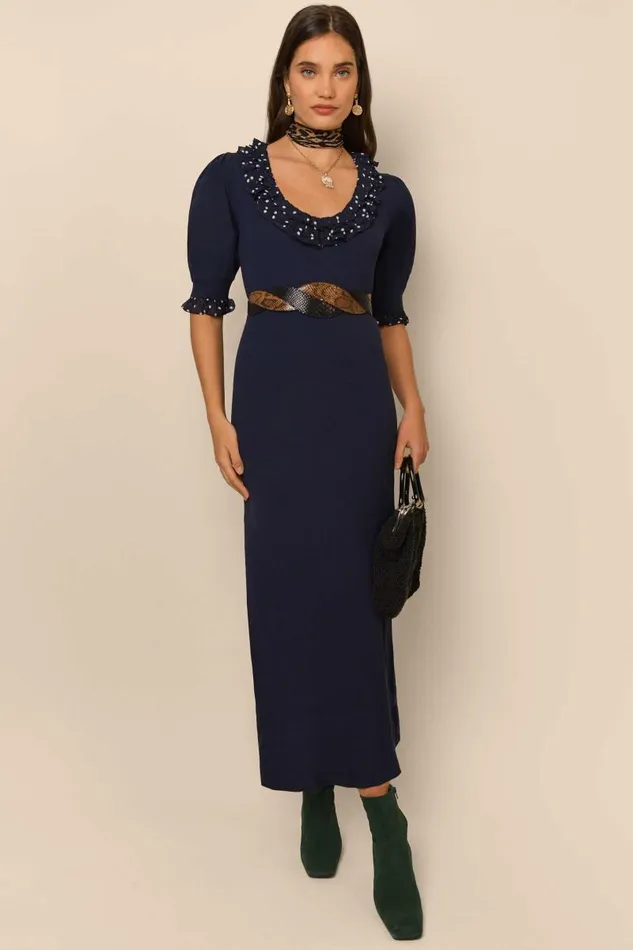 Women Knitwear RIXO Giuliana Navy Vintage Spot