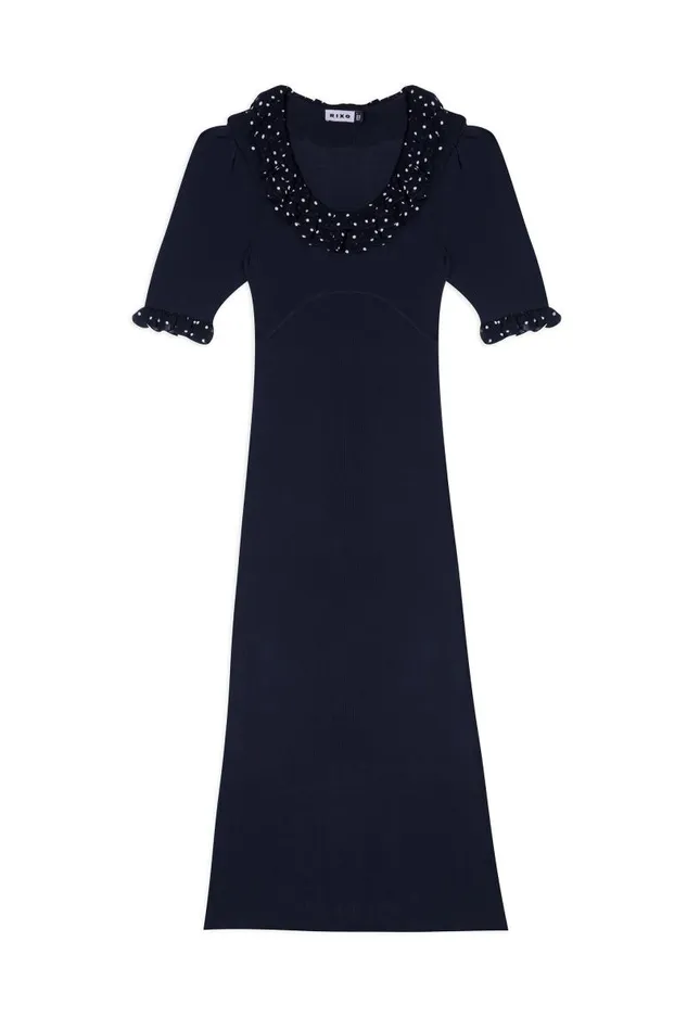 Women Knitwear RIXO Giuliana Navy Vintage Spot Women Knitwear RIXO Giuliana Navy Vintage Spot