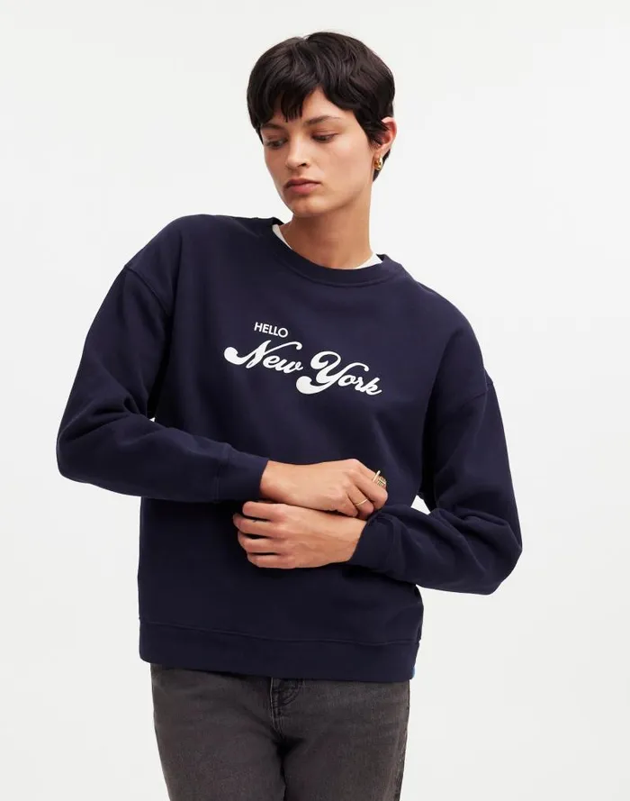 Women KULE Oversized Hello New York Sweatshirt Navy Madewell Tees