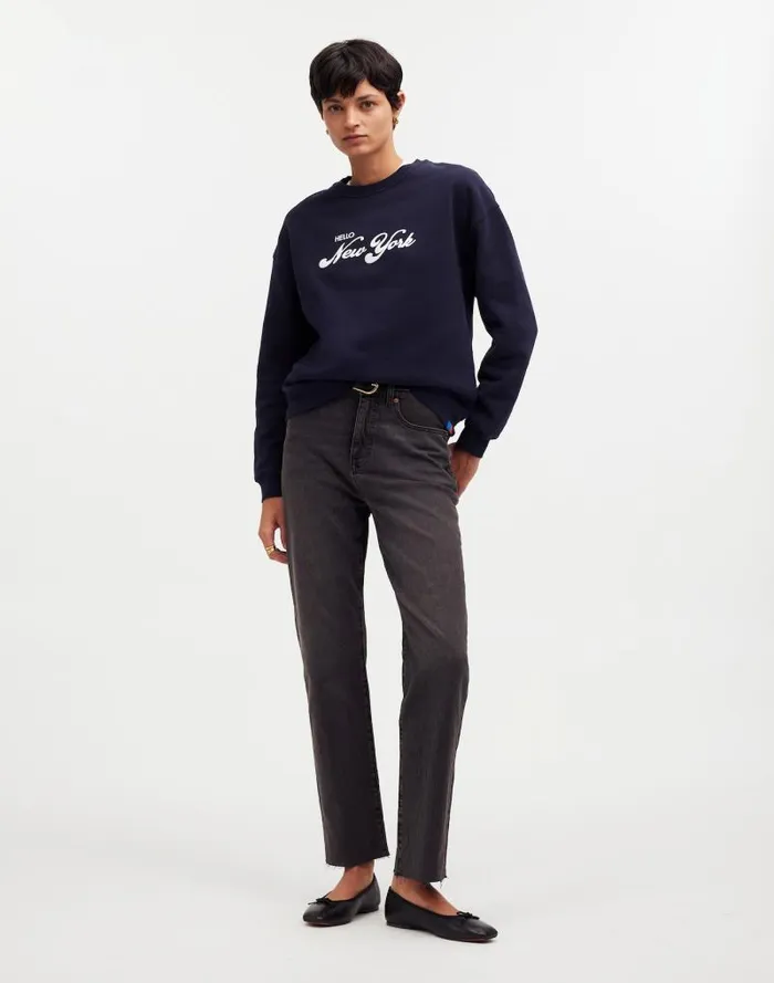 Women KULE Oversized Hello New York Sweatshirt Navy Madewell Tees