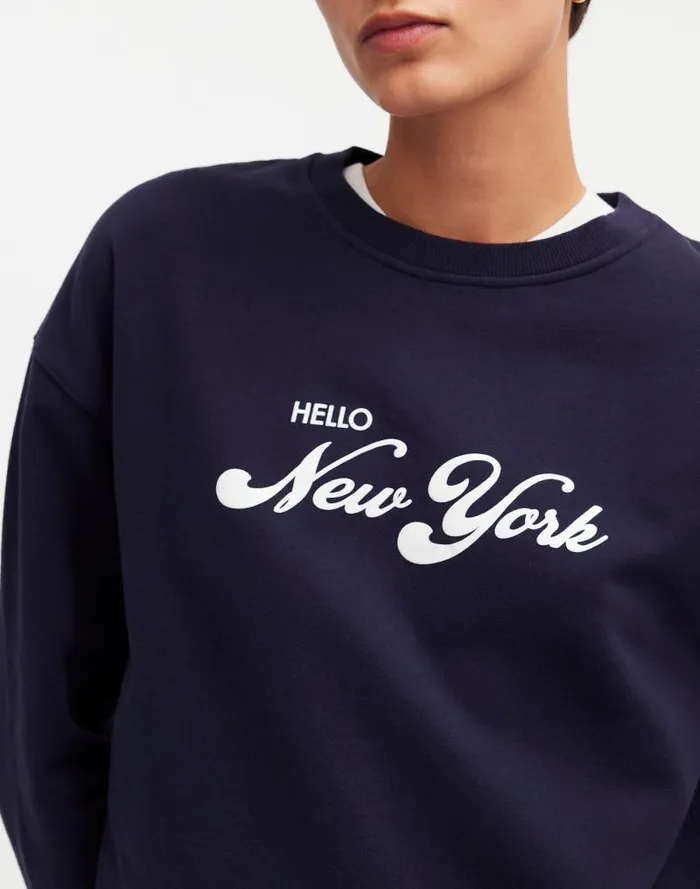 Women KULE Oversized Hello New York Sweatshirt Navy Madewell Tees