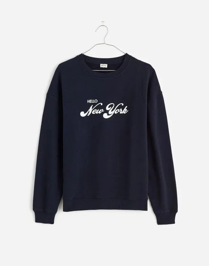 Women KULE Oversized Hello New York Sweatshirt Navy Madewell Tees