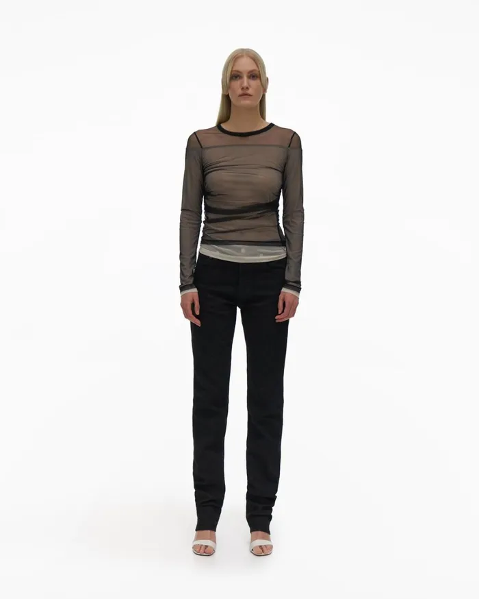 Women Layered Tulle Top Black Helmut Lang Tops