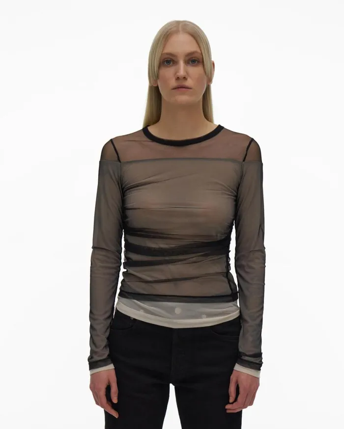 Women Layered Tulle Top Black Helmut Lang Tops