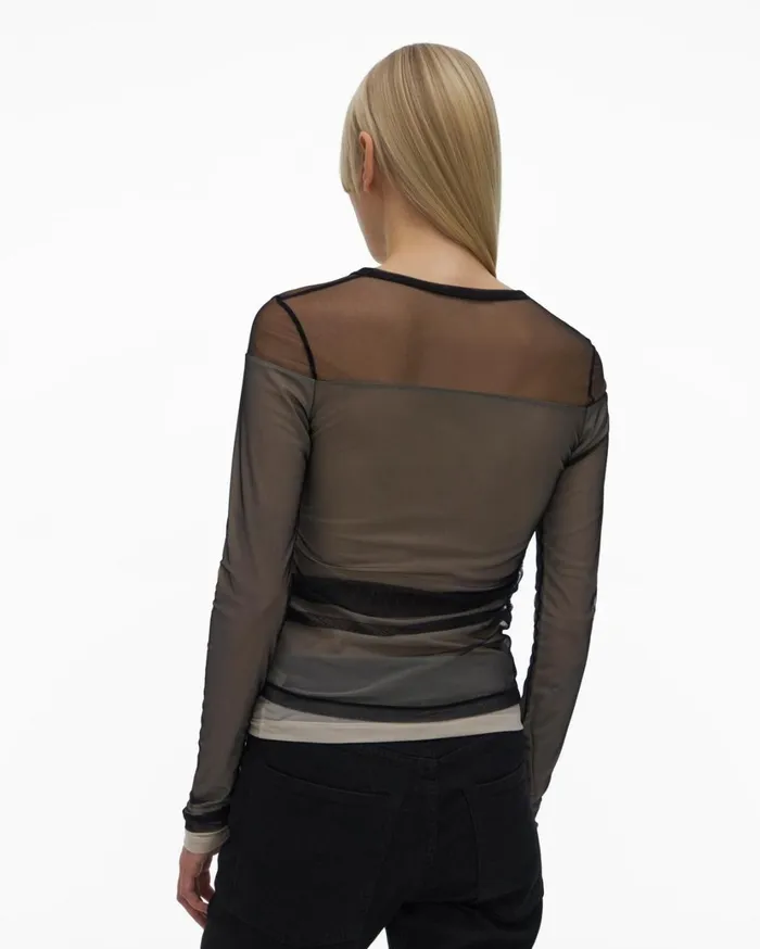 Women Layered Tulle Top Black Helmut Lang Tops