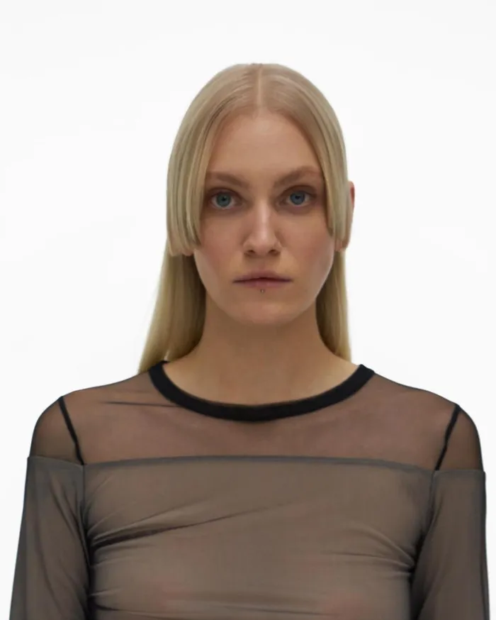 Women Layered Tulle Top Black Helmut Lang Tops