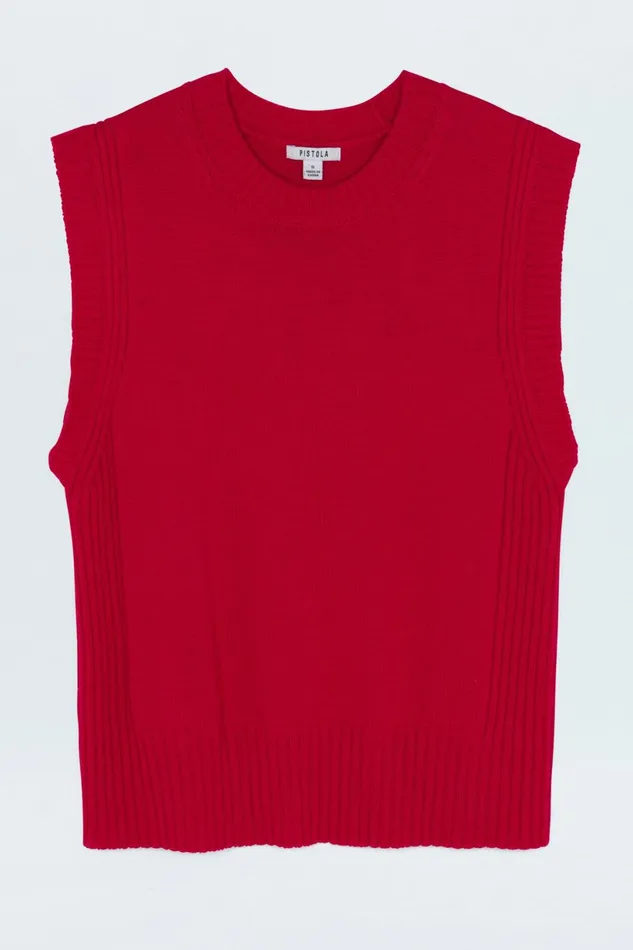 Women Leandra Sleeveless Crewneck Sweater 8211 Ruby Pistola Denim Sweaters and Knits