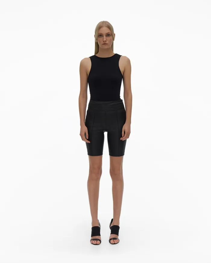 Women Leather Bike Short Onyx Helmut Lang Shorts