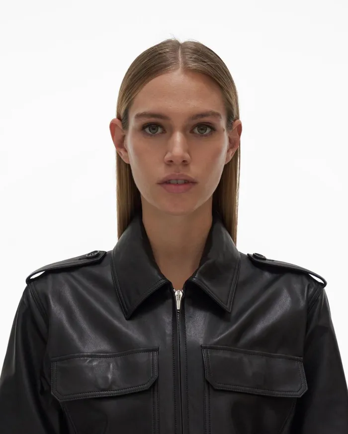Women Leather Jumpsuit Black Helmut Lang Dresses