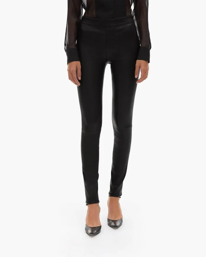 Women Leather Legging Black Helmut Lang Pants