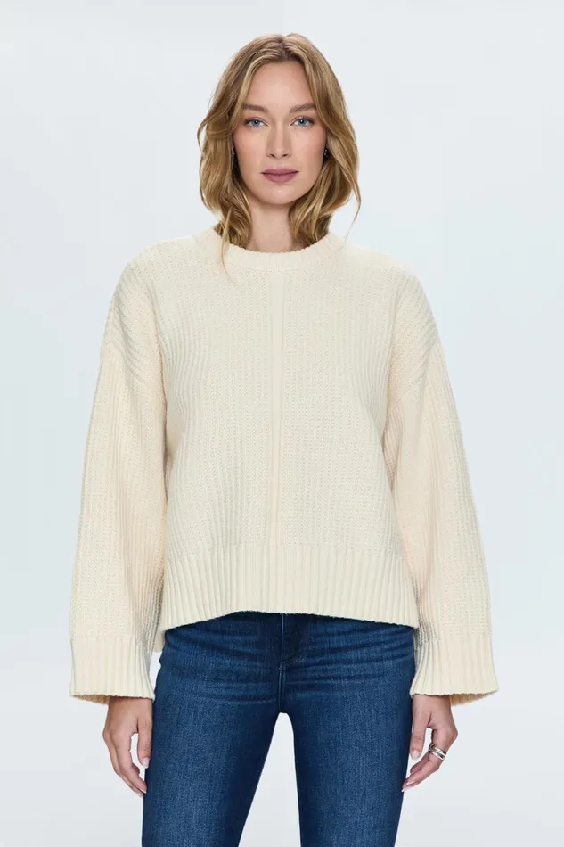 Women Leigh Sweater 8211 Ivory Pistola Denim Sweaters and Knits