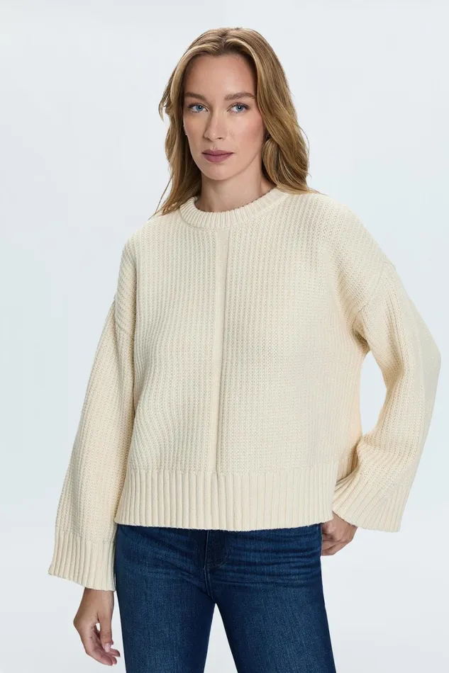 Women Leigh Sweater 8211 Ivory Pistola Denim Sweaters and Knits