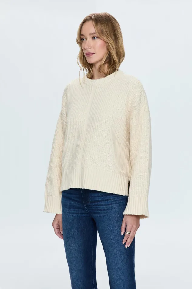 Women Leigh Sweater 8211 Ivory Pistola Denim Sweaters and Knits
