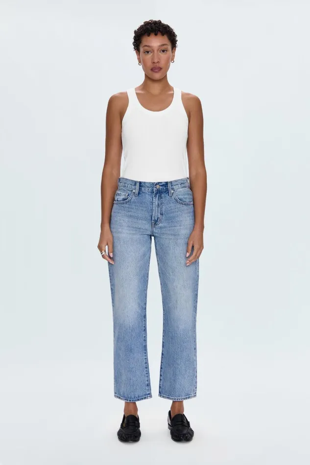 Women Lexi Mid Rise Bowed Straight Jean 8211 Bowie Pistola Denim Denim