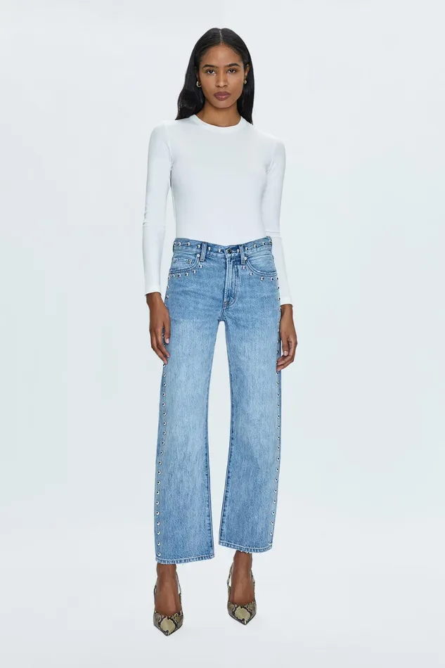 Women Lexi Mid Rise Bowed Straight Jean 8211 Satellite Pistola Denim Denim