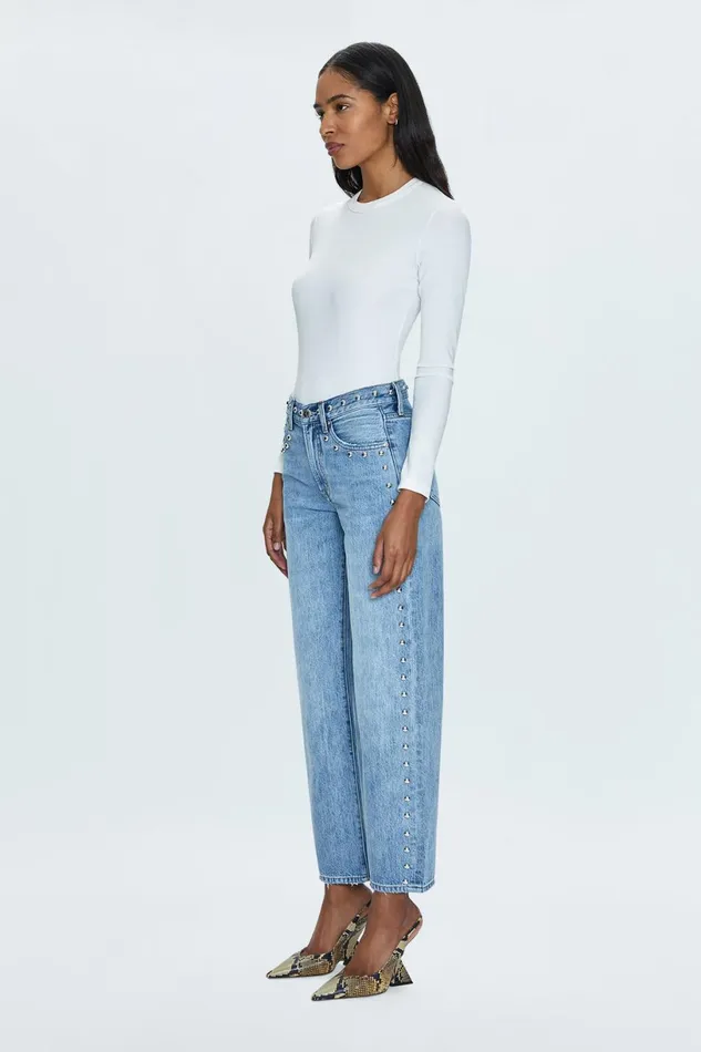 Women Lexi Mid Rise Bowed Straight Jean 8211 Satellite Pistola Denim Denim