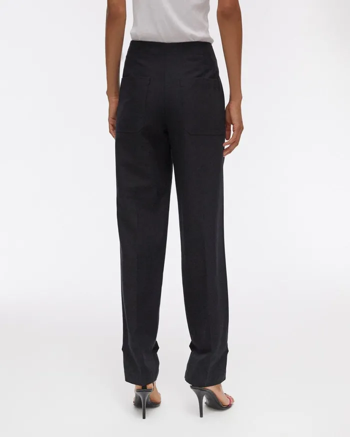 Women Linen Tabbed Leg Pant Black Helmut Lang Pants