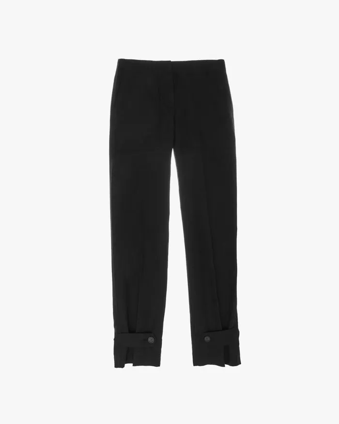 Women Linen Tabbed Leg Pant Black Helmut Lang Pants