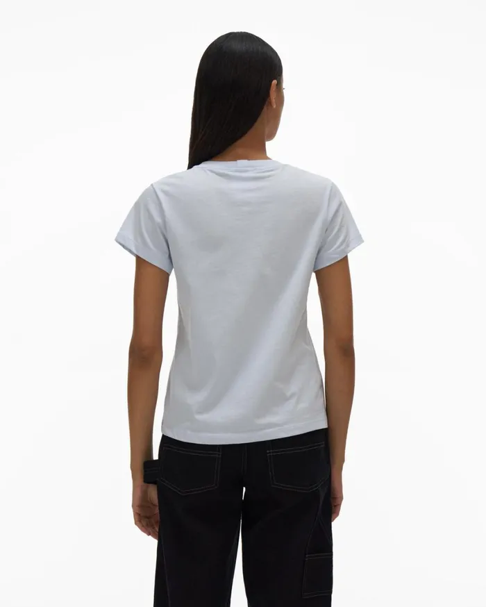 Women Logo Baby Tee Cyber Blue Helmut Lang TShirts and Sweatshirts