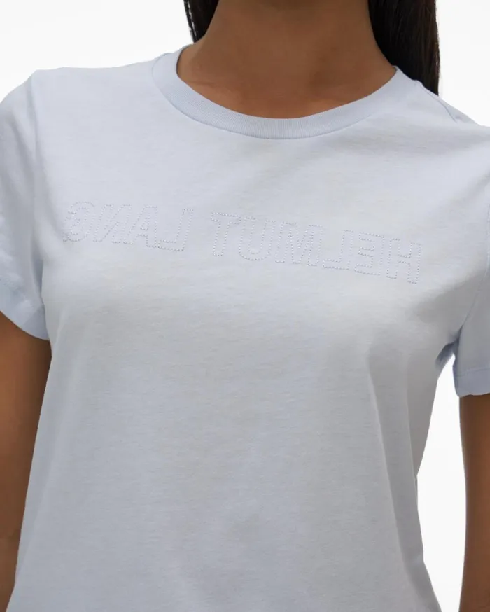 Women Logo Baby Tee Cyber Blue Helmut Lang TShirts and Sweatshirts