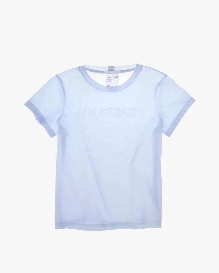 Women Logo Baby Tee Cyber Blue Helmut Lang TShirts and Sweatshirts