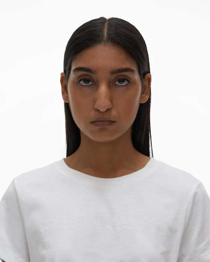Women Logo Baby Tee White Helmut Lang TShirts and Sweatshirts