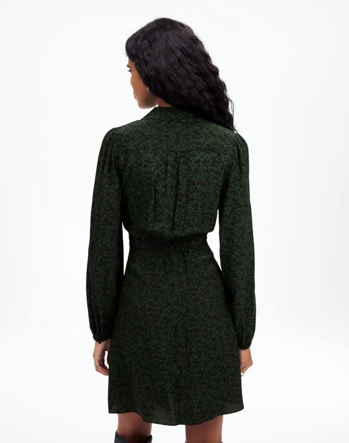 Women LongSleeve Mini Shirtdress In Floral Green Print Madewell Dresses