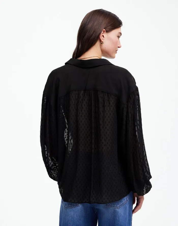 Women LongSleeve Popover Top True Black Madewell Tops and Shirts