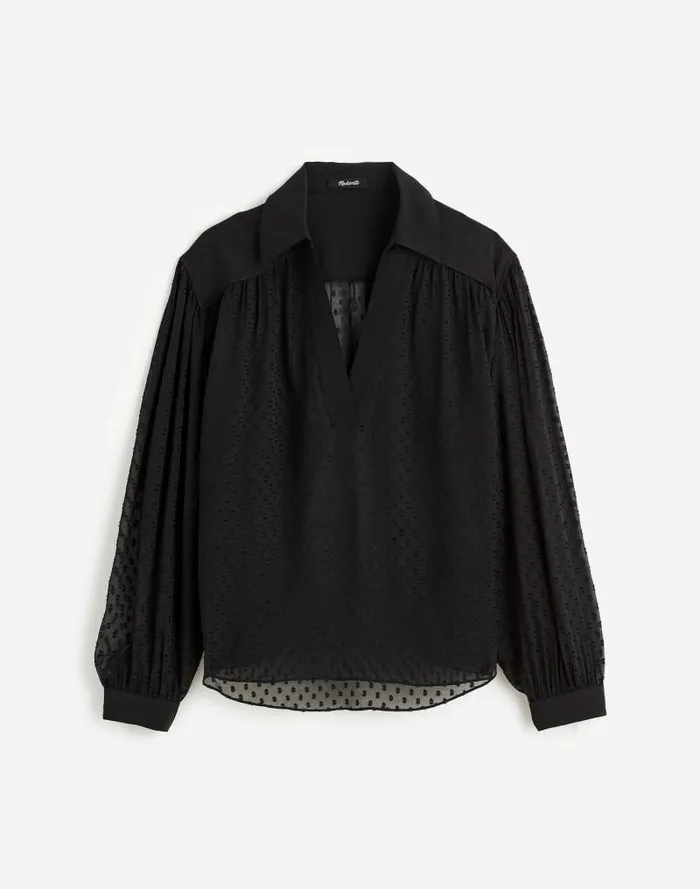 Women LongSleeve Popover Top True Black Madewell Tops and Shirts