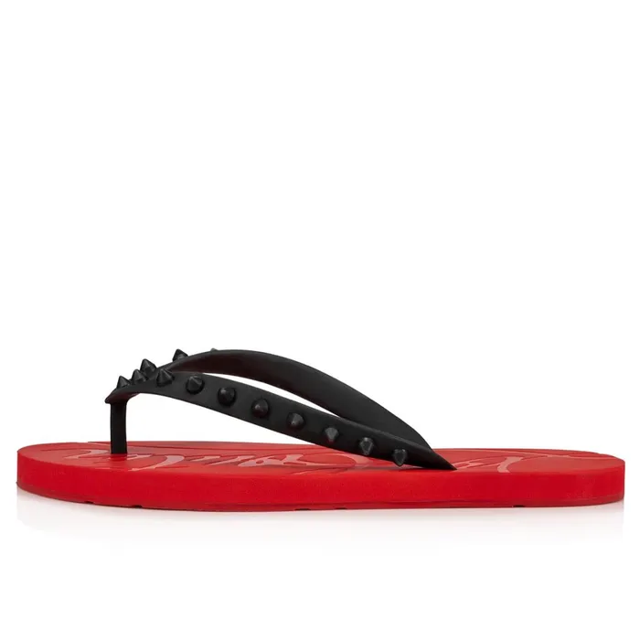 Women Loubi Flip Woman Flipflops 8211 Rubber 8211 Red Black Christian Louboutin Flats