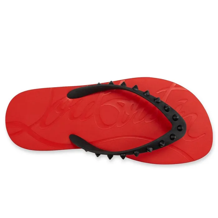 Women Loubi Flip Woman Flipflops 8211 Rubber 8211 Red Black Christian Louboutin Flats
