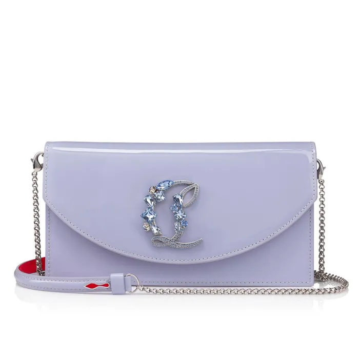 Women Loubi54 Clutch 8211 Patent Calf Leather And Strass Queeny 8211 Skylight Purple Christian Louboutin Crossbody Bags Women Loubi54 Clutch 8211 Patent Calf Leather And Strass Queeny 8211 Skylight Purple Christian Louboutin Crossbody Bags