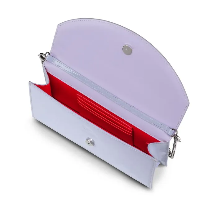 Women Loubi54 Clutch 8211 Patent Calf Leather And Strass Queeny 8211 Skylight Purple Christian Louboutin Crossbody Bags