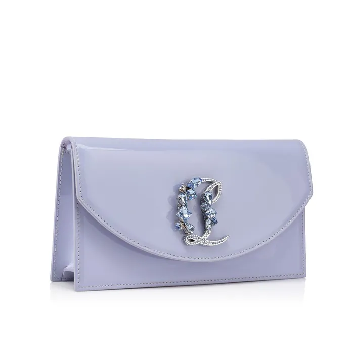 Women Loubi54 Clutch 8211 Patent Calf Leather And Strass Queeny 8211 Skylight Purple Christian Louboutin Crossbody Bags