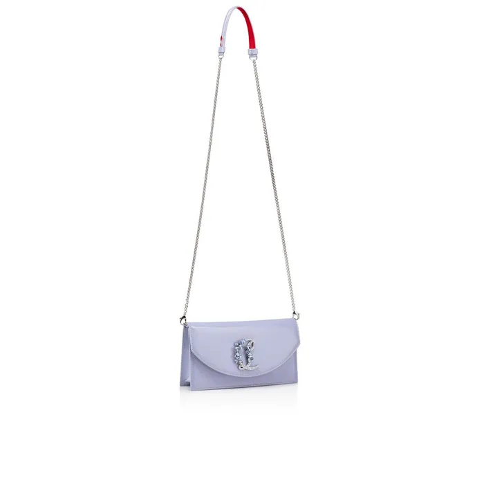 Women Loubi54 Clutch 8211 Patent Calf Leather And Strass Queeny 8211 Skylight Purple Christian Louboutin Crossbody Bags