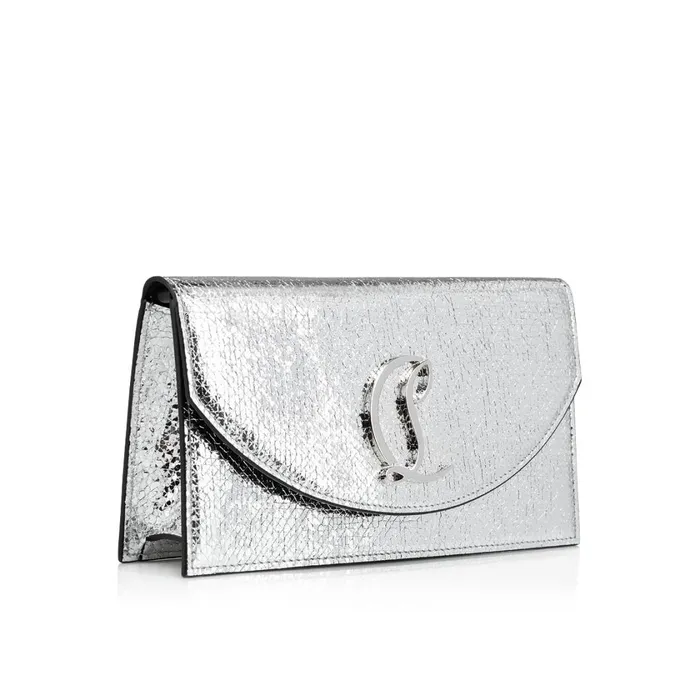 Women Loubi54 Clutch 8211 Specchio Leather Star 8211 Silver Silver Christian Louboutin Shoulder Bags