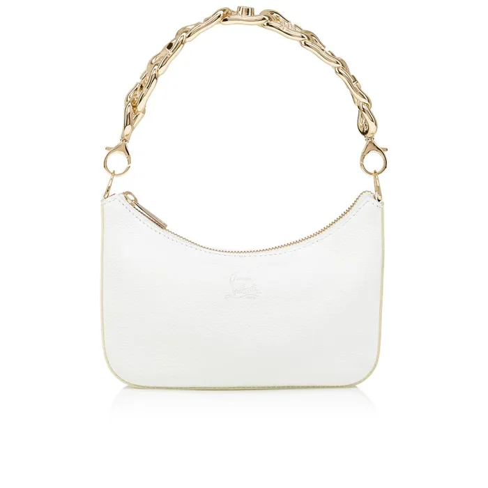 Women Loubila Chain Mini Shoulder Bag 8211 Grained Calf Leather And Fabric 8211 Bianco White Christian Louboutin Crossbody Bags Women Loubila Chain Mini Shoulder Bag 8211 Grained Calf Leather And Fabric 8211 Bianco White Christian Louboutin Crossbody Bags
