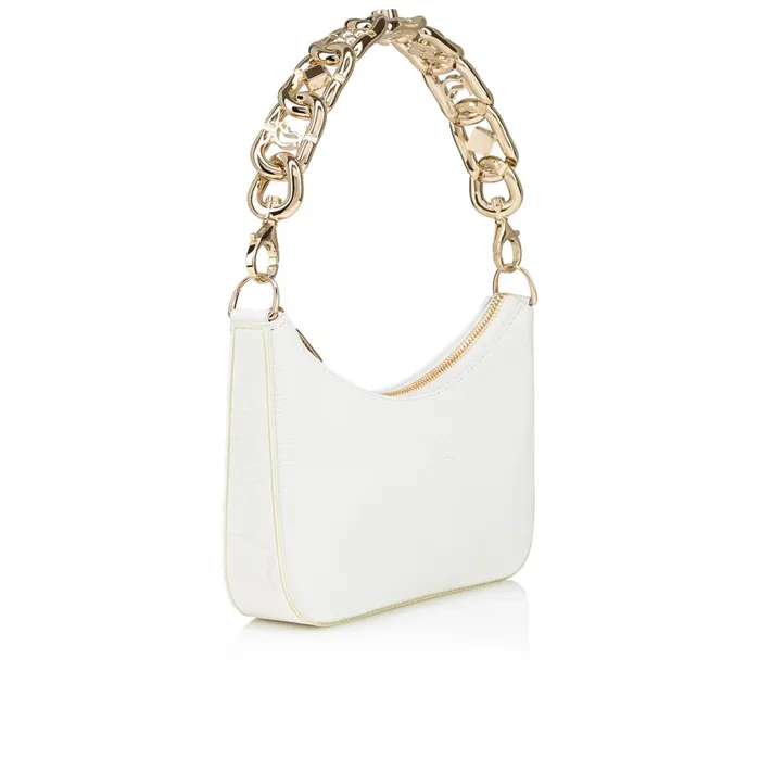 Women Loubila Chain Mini Shoulder Bag 8211 Grained Calf Leather And Fabric 8211 Bianco White Christian Louboutin Crossbody Bags