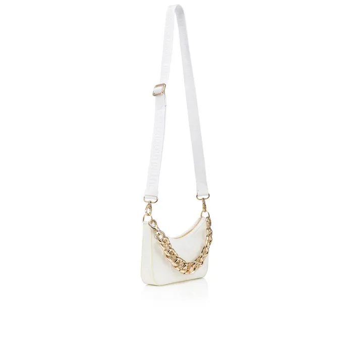 Women Loubila Chain Mini Shoulder Bag 8211 Grained Calf Leather And Fabric 8211 Bianco White Christian Louboutin Crossbody Bags