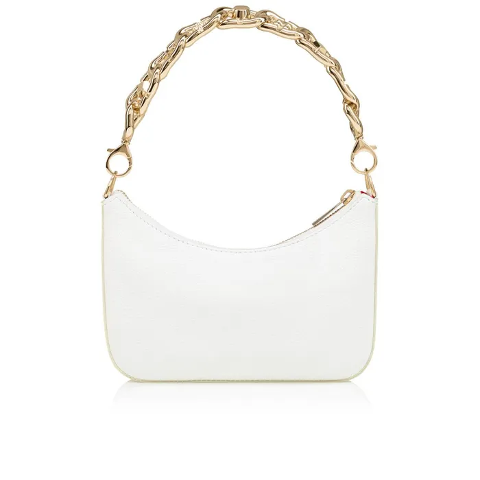 Women Loubila Chain Mini Shoulder Bag 8211 Grained Calf Leather And Fabric 8211 Bianco White Christian Louboutin Crossbody Bags