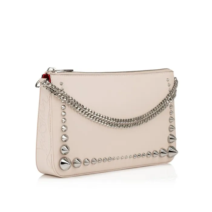 Women Loubila Shoulder Bag 8211 Calf Leather Rubber And Spikes 8211 Leche Beige Christian Louboutin Shoulder Bags