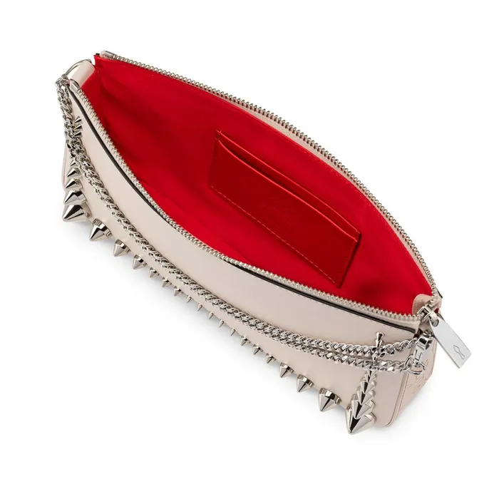 Women Loubila Shoulder Bag 8211 Calf Leather Rubber And Spikes 8211 Leche Beige Christian Louboutin Shoulder Bags