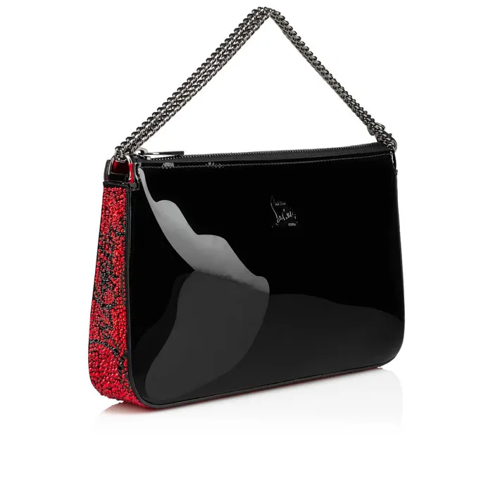 Women Loubila Shoulder Bag 8211 Patent Calf And Strass 8211 Black Black Christian Louboutin Clutches and Evening Bags