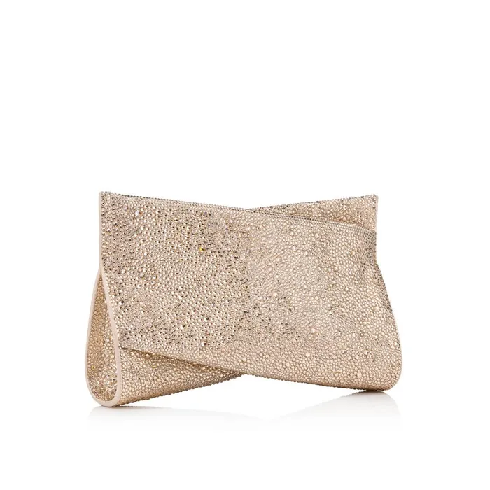Women Loubitwist Small Clutch 8211 Strass And Suede 8211 Leche Beige Christian Louboutin Clutches and Evening Bags