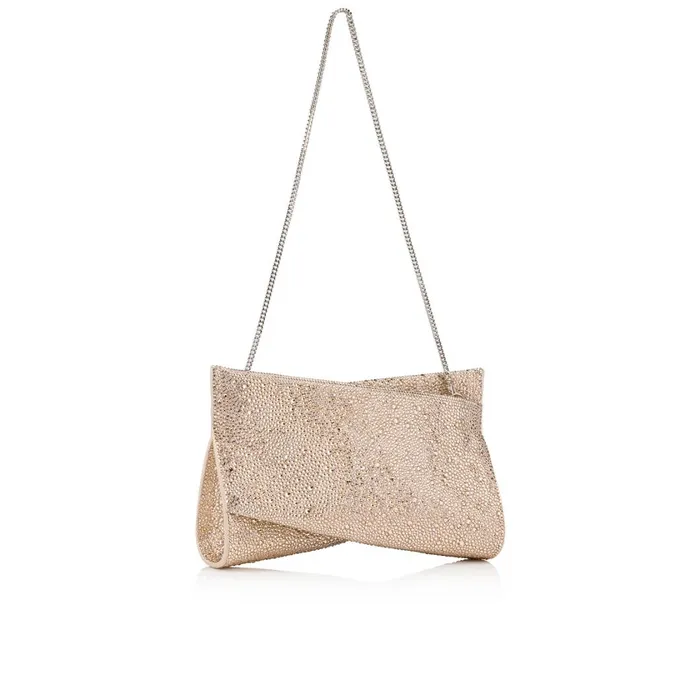 Women Loubitwist Small Clutch 8211 Strass And Suede 8211 Leche Beige Christian Louboutin Clutches and Evening Bags